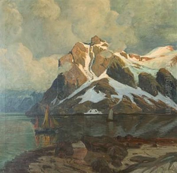 Vinterseilas Oil Painting by Thorolf Holmboe