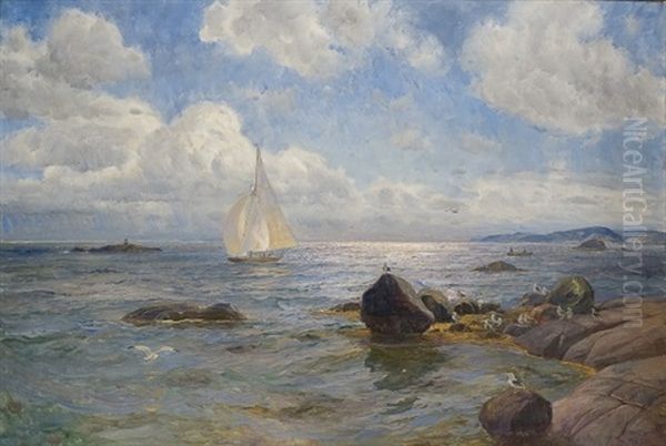 All Sails Set Oil Painting by Thorolf Holmboe