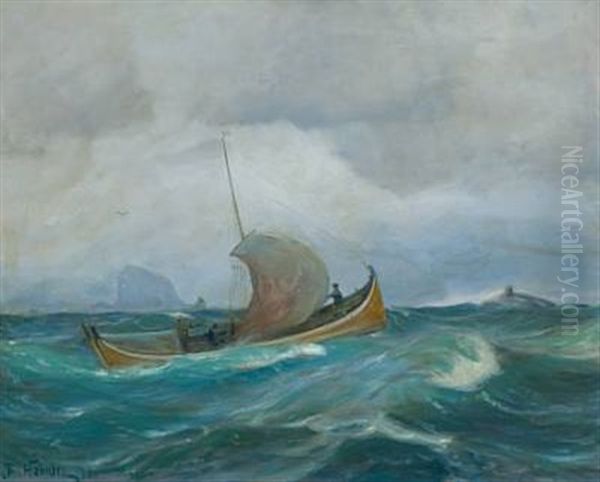 Frisk Bris, Lofoten Oil Painting by Thorolf Holmboe