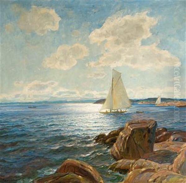 En Deilig Sommerdag Ved Kysten Oil Painting by Thorolf Holmboe