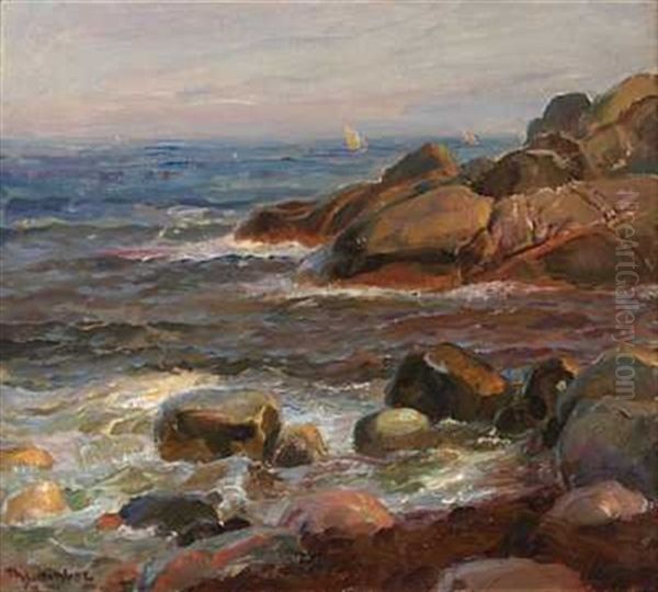 Sommer Ved Kysten Oil Painting by Thorolf Holmboe