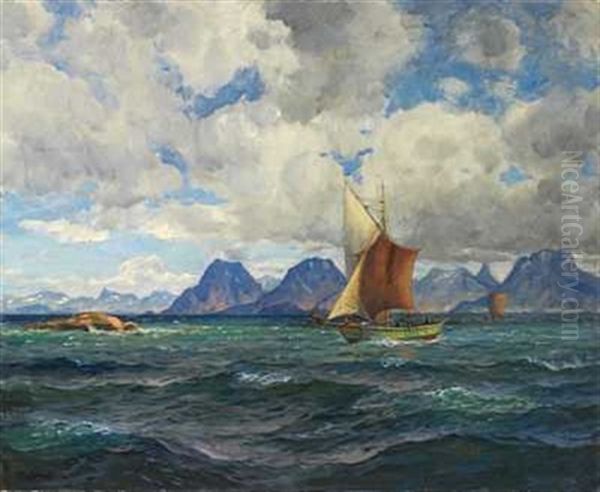 Nordlandsmotiv Oil Painting by Thorolf Holmboe