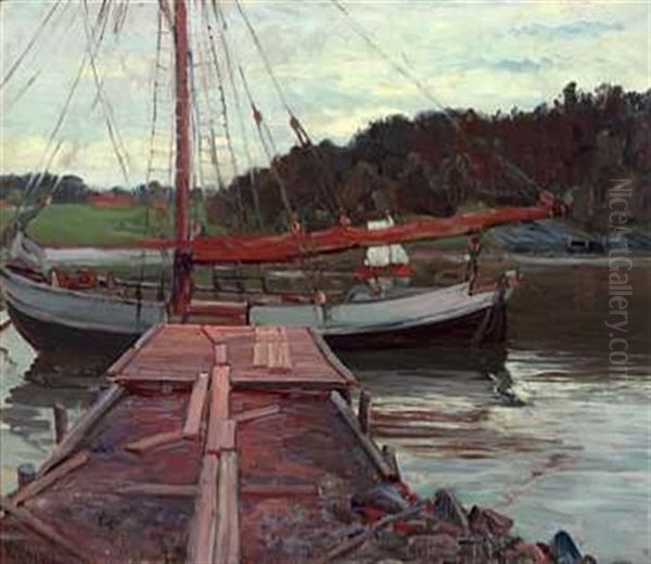 Fra Frognerkilen Mot Bygdoy Oil Painting by Thorolf Holmboe