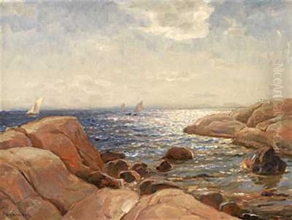 Seilbater Ved Kysten Oil Painting by Thorolf Holmboe