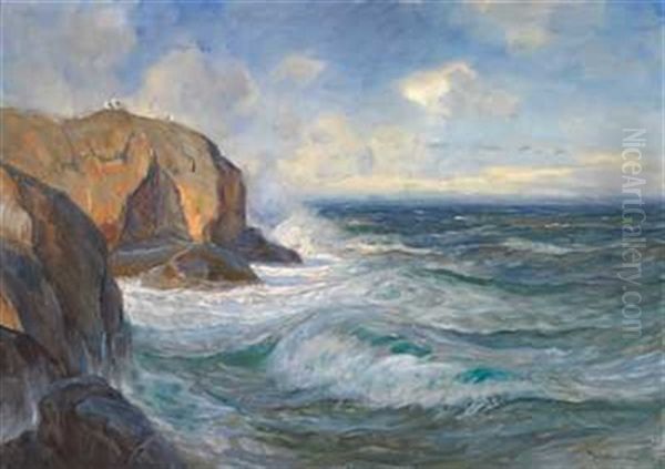 Sjosproyt Oil Painting by Thorolf Holmboe