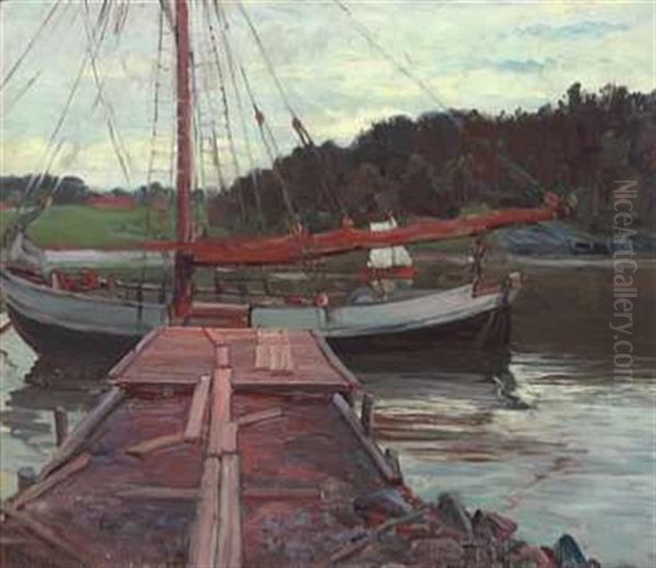 Fra Frognerkilen Mot Bygdoy Oil Painting by Thorolf Holmboe