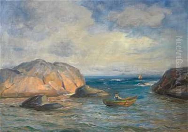 Robat I Skjaergarden Oil Painting by Thorolf Holmboe