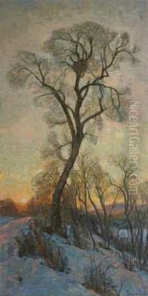 Solnedgang, Bygdoy Oil Painting by Thorolf Holmboe