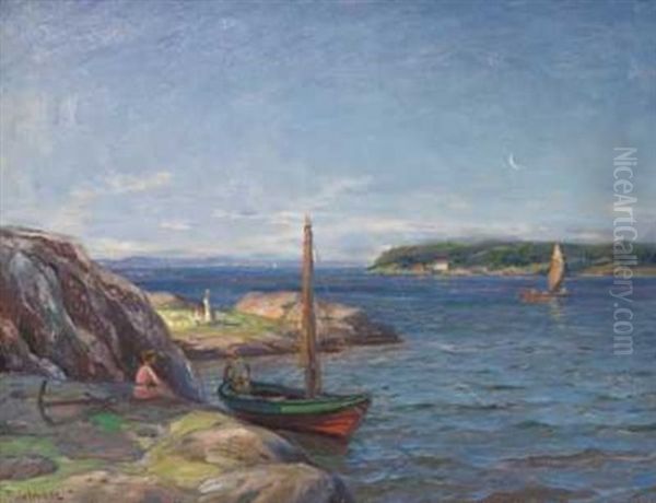 En Sommerdag Ved Kysten Oil Painting by Thorolf Holmboe