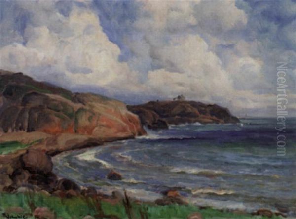 Et Fyr Mot Havet Oil Painting by Thorolf Holmboe