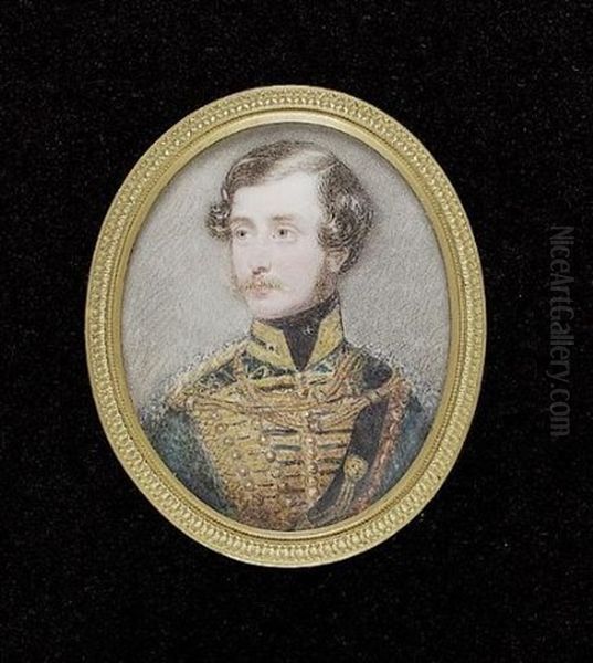 Charles Perceval In The Uniform Of The Austrian Cavalry, Dark Blue Coat With Gold Frogging Oil Painting by James Holmes