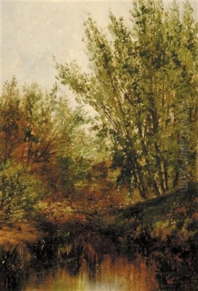 Wooded Landscape With Stream Oil Painting by William Henry Holmes