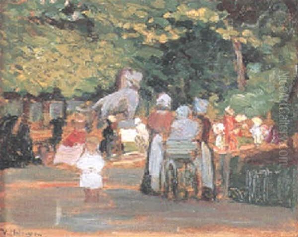 Jardin De Luxembourg - Paris Oil Painting by Vilhelm Holmgren