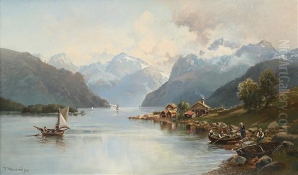 Norsk Fjordparti Oil Painting by Josephina Holmlund