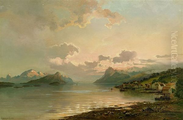 Motiv Fran Sognefjorden Oil Painting by Josephina Holmlund