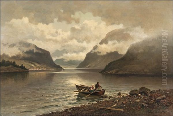 Souturetki Vuonossa (going For A Row In The Fiord) Oil Painting by Josephina Holmlund