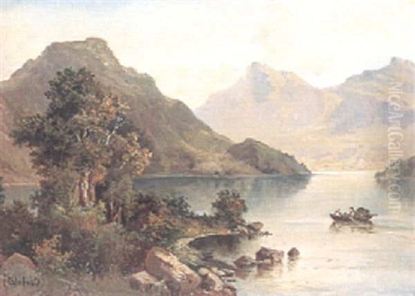 Fjordlandskap Oil Painting by Josephina Holmlund