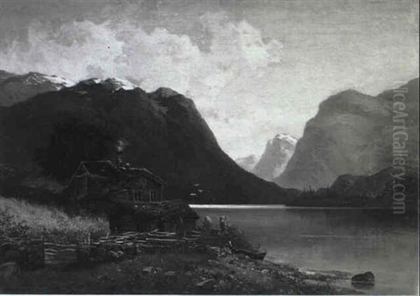 Fjordlandskap Oil Painting by Josephina Holmlund