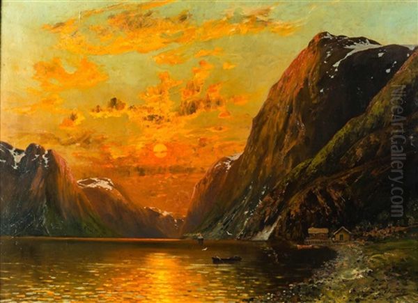 Fjordlandschaft Oil Painting by Johann Holmstedt