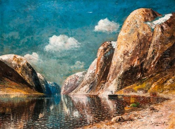 Fjord Latkepe Oil Painting by Johann Holmstedt