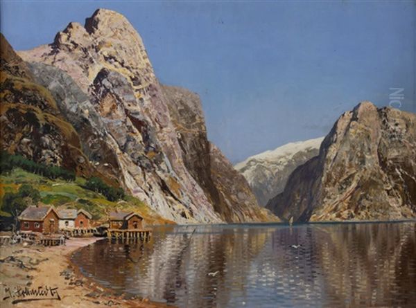 Vue D'un Fjord Oil Painting by Johann Holmstedt