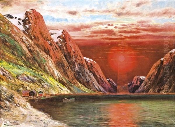 Naplemente A Fjordnal Oil Painting by Johann Holmstedt