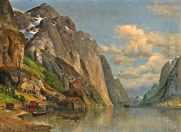 Sommerliche Fjordlandschaft Oil Painting by Joseph Holmstedt