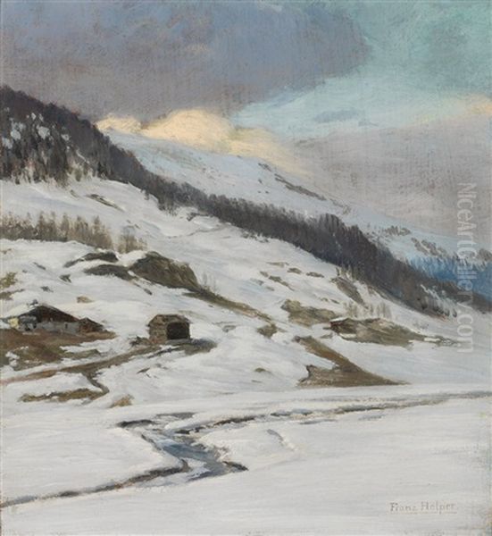 Davos-dorf. Gebirgslandschaft Oil Painting by Franz Holper