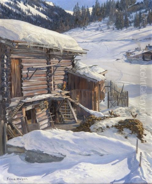 Hutte Im Schnee Oil Painting by Franz Holper