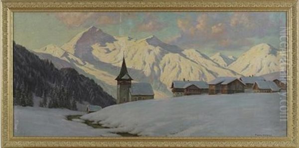 Snow Scene Oil Painting by Franz Holper