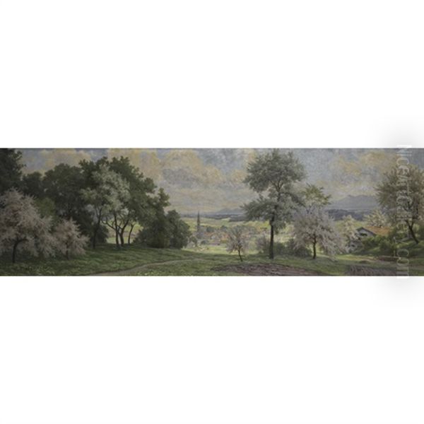 A Panoramic Landscape Oil Painting by Franz Holper