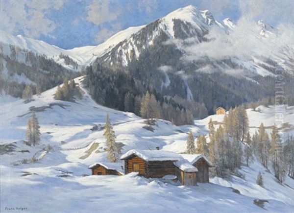 Sonnige Winterlandschaft Bei Davos Oil Painting by Franz Holper