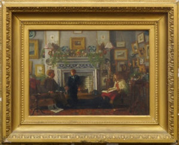 A Victorian Interior Oil Painting by Charles Holroyd