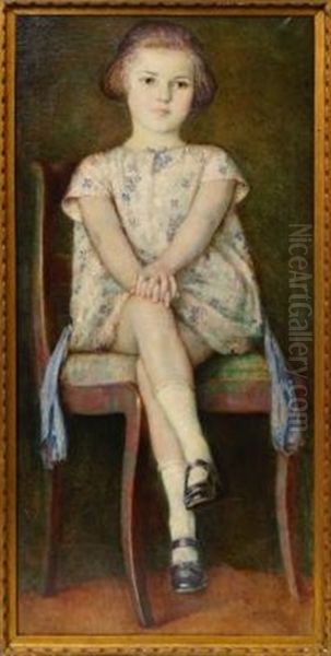 Portrait Of A Young Girl Seated Full-length Oil Painting by Albert Van Holsbeeck