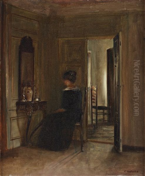 Interior With Woman Oil Painting by Carl Vilhelm Holsoe