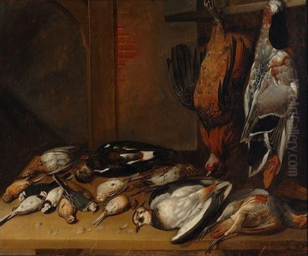 Still Life With Poultry Oil Painting by Francis Barlow