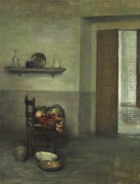 Interior With Vegetables On A Chair Oil Painting by Carl Vilhelm Holsoe