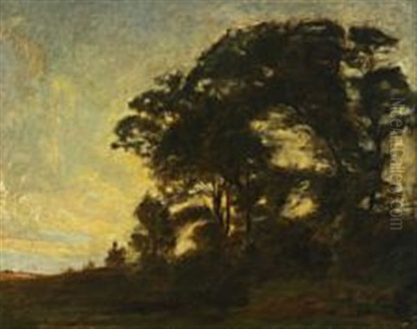 Trees On A Hillock Oil Painting by Carl Vilhelm Holsoe