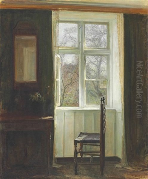 The Open Window Oil Painting by Carl Vilhelm Holsoe