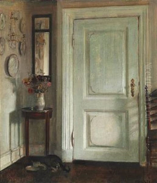 Interior In Soft Sunlight Oil Painting by Carl Vilhelm Holsoe