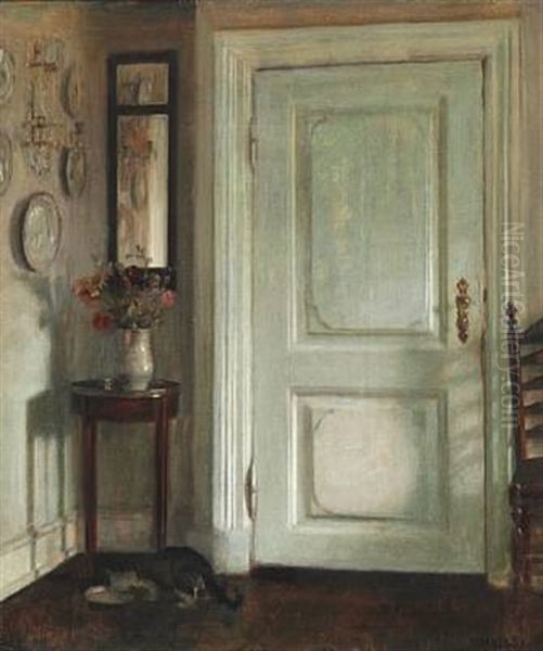 Interior In Soft Sunlight Oil Painting by Carl Vilhelm Holsoe