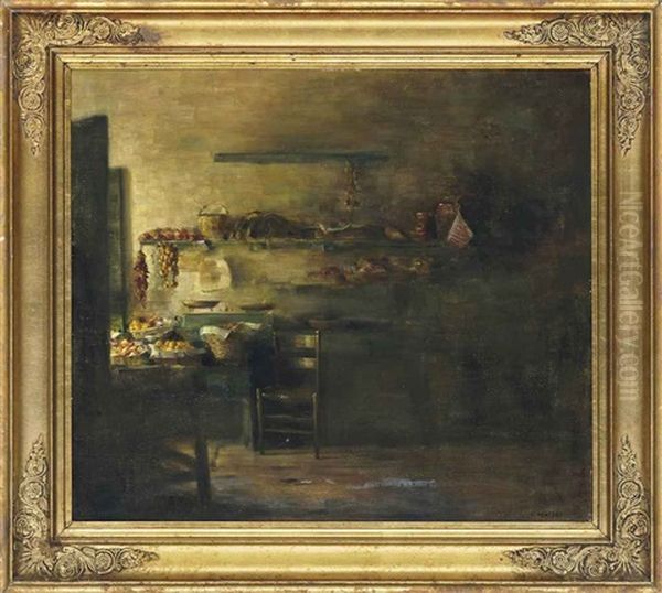 The Kitchen Pantry Oil Painting by Carl Vilhelm Holsoe