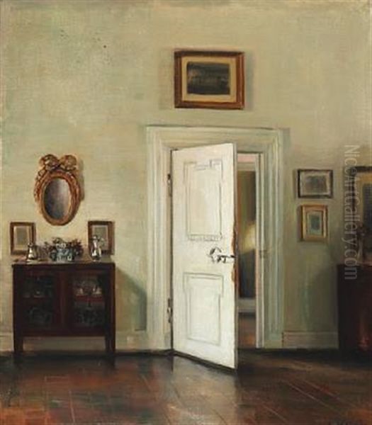 Interior With An Open Door Oil Painting by Carl Vilhelm Holsoe