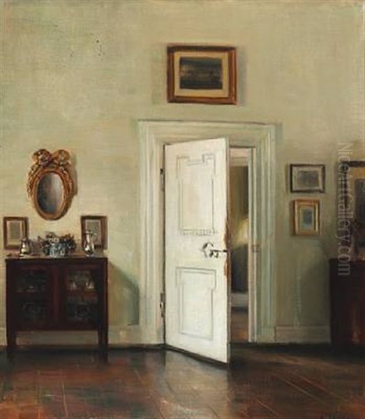 Interior With An Open Door Oil Painting by Carl Vilhelm Holsoe