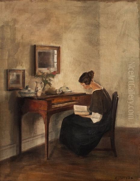 Vid Klavikordet Oil Painting by Carl Vilhelm Holsoe