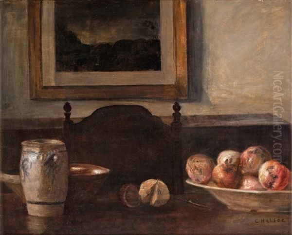 Stilleben Med Applen Oil Painting by Carl Vilhelm Holsoe