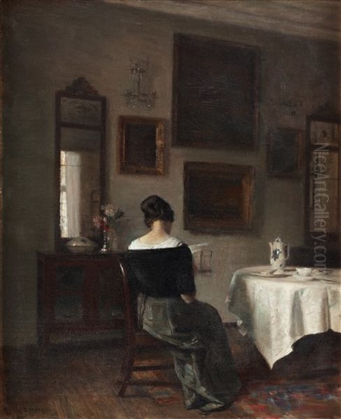 Vid Frukostbordet Oil Painting by Carl Vilhelm Holsoe