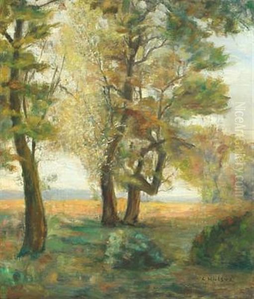 Landscape With Tall Trees By Glade Oil Painting by Carl Vilhelm Holsoe