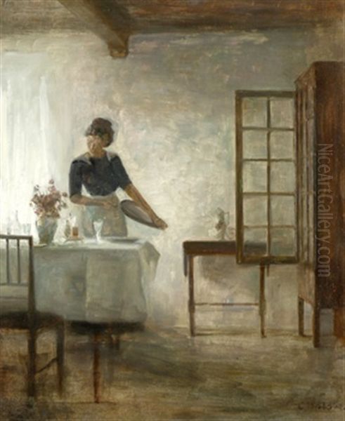 Interior Fran Matsal Oil Painting by Carl Vilhelm Holsoe