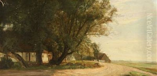 A Summer Day At A Farm Oil Painting by Carl Vilhelm Holsoe